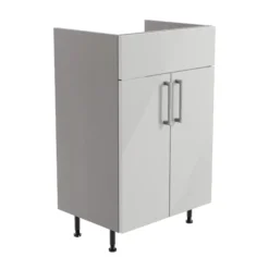 Ennis Gloss Light Grey Freestanding Bathroom Vanity Cabinet (W)495mm (H)820mm