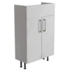 Ennis Slim Gloss Grey Freestanding Bathroom Vanity Cabinet (W)495mm (H)820mm