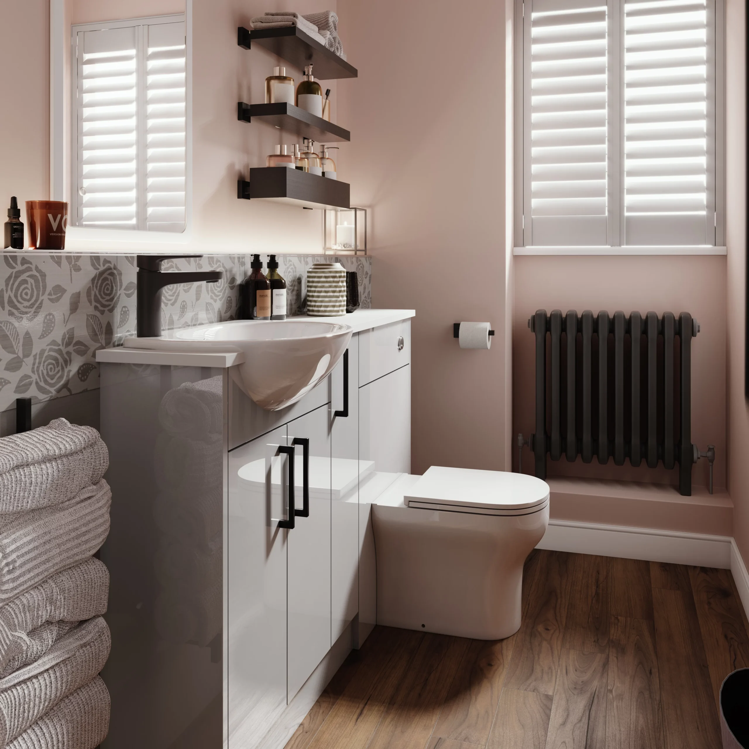 Ennis Slim Gloss Grey Freestanding Bathroom Vanity Cabinet (W)495mm (H)820mm 2 Ennis Slim Gloss Grey Freestanding Bathroom Vanity Cabinet (W)495mm (H)820mm - Image 2