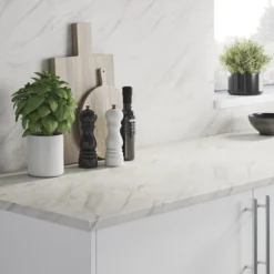 GoodHome Algiata White Marble Effect Laminate & Particle Board Back Panel, (H)600mm (W)3000mm (T)8mm -Trade Point Store goodhome algiata white marble effect laminate particle board back panel h 600mm w 3000mm t 8mm3663602637073 21i