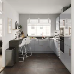 GoodHome Alisma Gloss Grey Slab Highline Cabinet Door (W)450mm (H)715mm (T)19mm -Trade Point Store goodhome alisma gloss grey slab highline cabinet door w 450mm h 715mm t 19mm3663602652960 21i