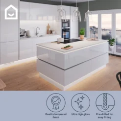 GoodHome Alisma Innovo Handleless Gloss White Slab Drawer Front, Bridging Door & Bi Fold Door, (W)400mm (H)340mm (T)18mm -Trade Point Store goodhome alisma innovo handleless gloss white slab drawer front bridging door bi fold door w 400mm h 340mm t 18mm3663602652434 71i