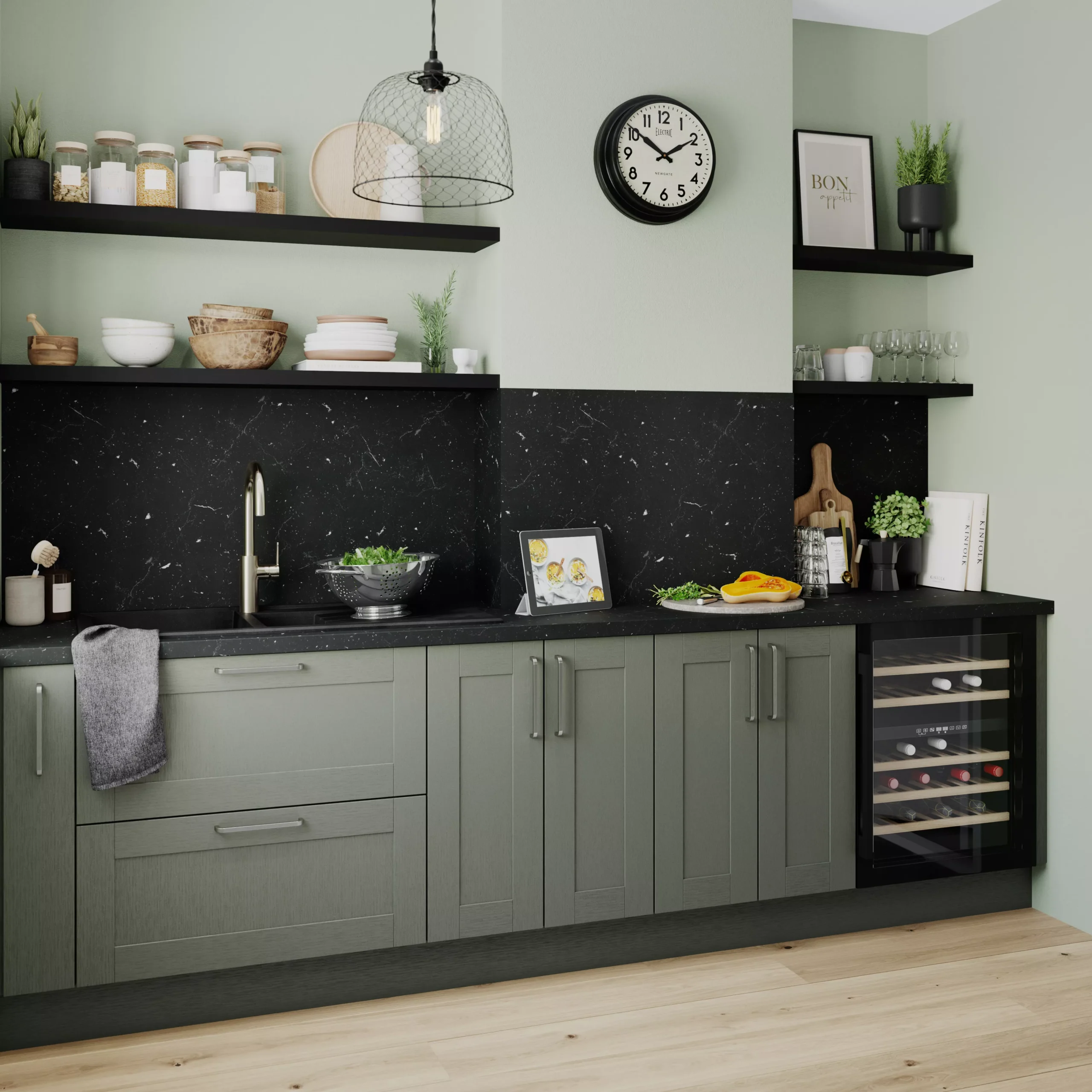 GoodHome Alpinia Matt Green Painted Wood Effect Shaker Drawerline Door & Drawer Front, (W)500mm (H)715mm (T)18mm 4 GoodHome Alpinia Matt Green Painted Wood Effect Shaker Drawerline Door & Drawer Front, (W)500mm (H)715mm (T)18mm - Image 4