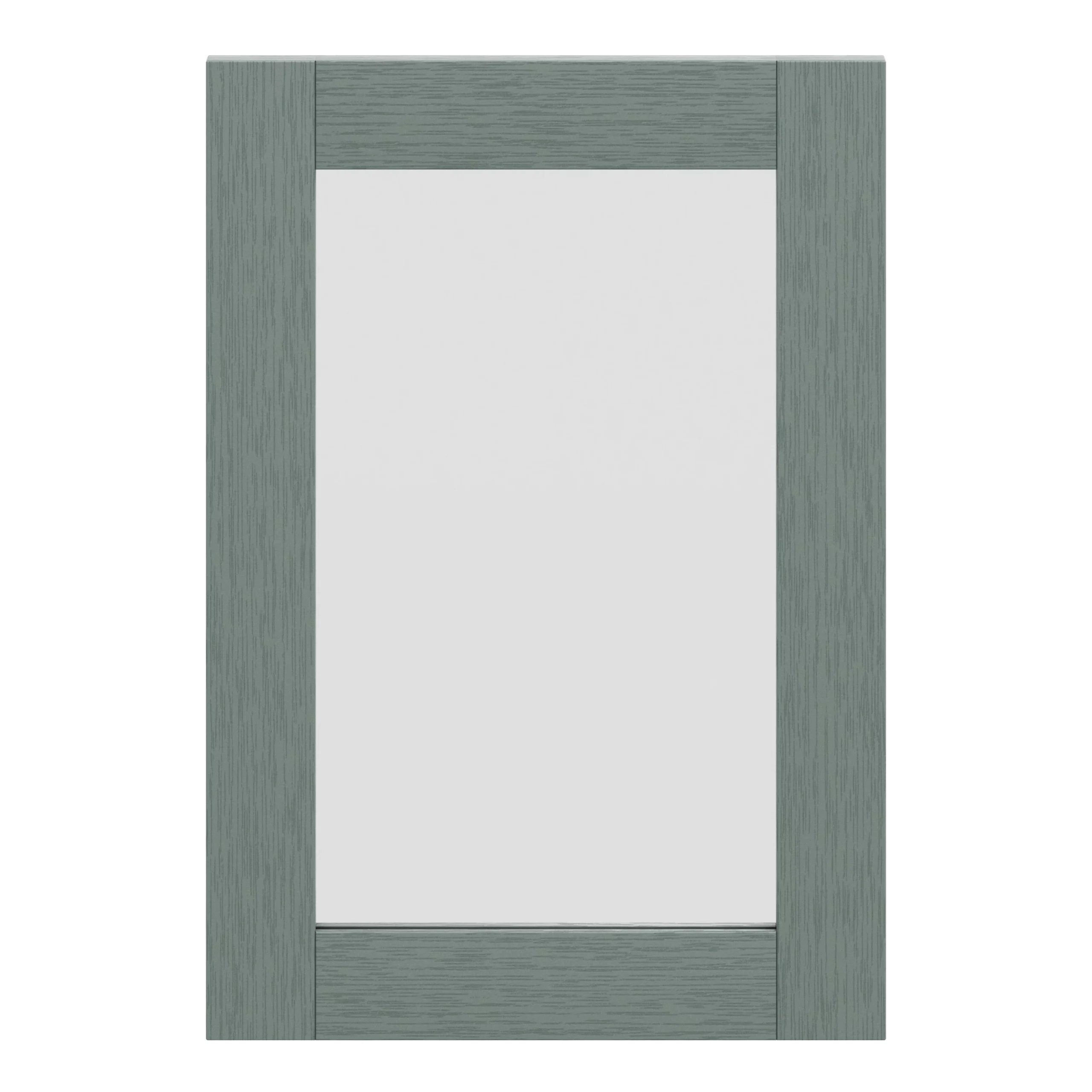 GoodHome Alpinia Matt Green Painted Wood Effect Shaker Glazed Cabinet Door (W)500mm (H)715mm (T)18mm 1 GoodHome Alpinia Matt Green Painted Wood Effect Shaker Glazed Cabinet Door (W)500mm (H)715mm (T)18mm