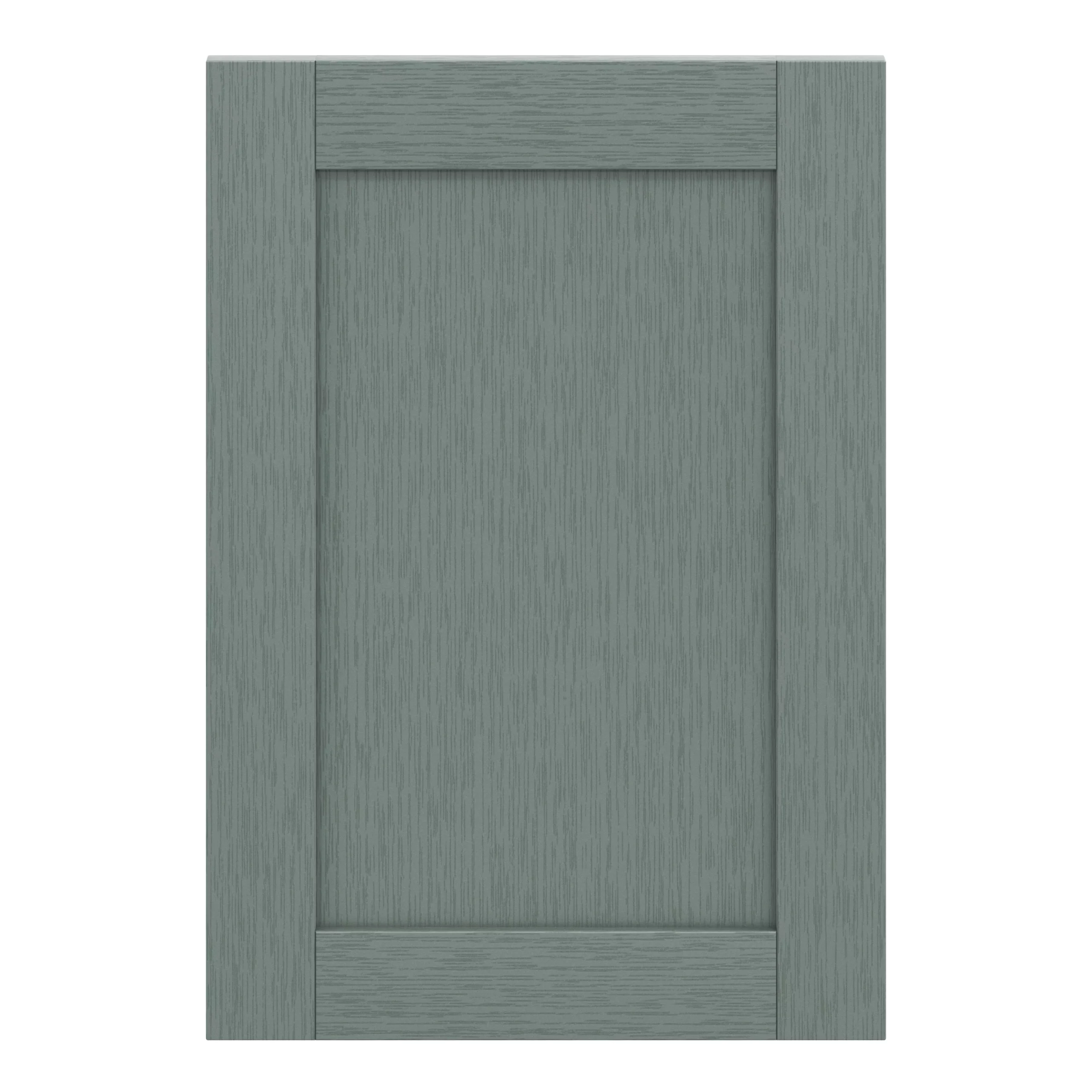 GoodHome Alpinia Matt Green Painted Wood Effect Shaker Highline Cabinet Door (W)500mm (H)715mm (T)18mm 1 GoodHome Alpinia Matt Green Painted Wood Effect Shaker Highline Cabinet Door (W)500mm (H)715mm (T)18mm