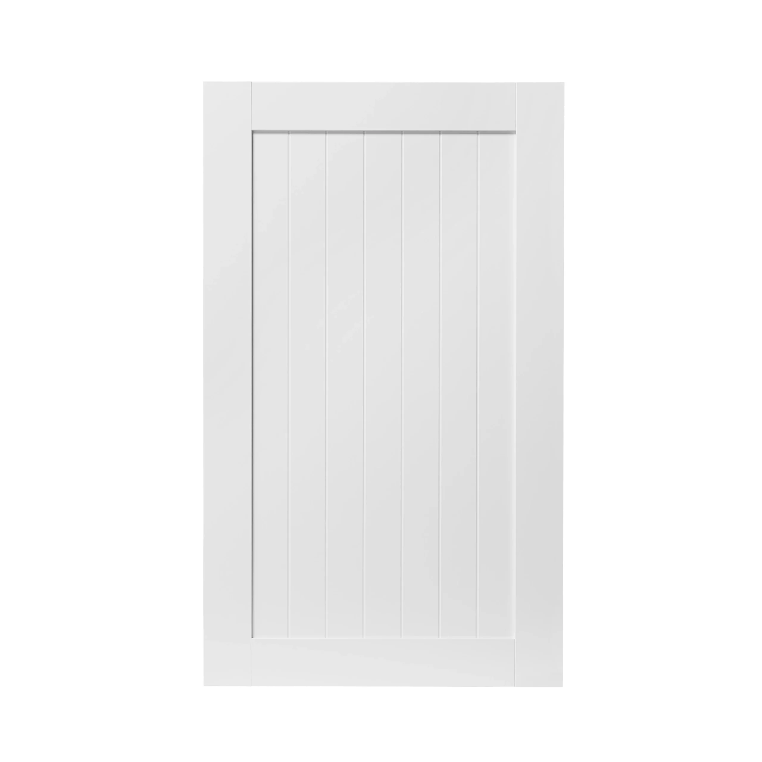 GoodHome Alpinia Matt White Tongue & Groove Shaker 50:50 Larder Cabinet Door (W)600mm (H)1001mm (T)18mm 1 GoodHome Alpinia Matt White Tongue & Groove Shaker 50:50 Larder Cabinet Door (W)600mm (H)1001mm (T)18mm