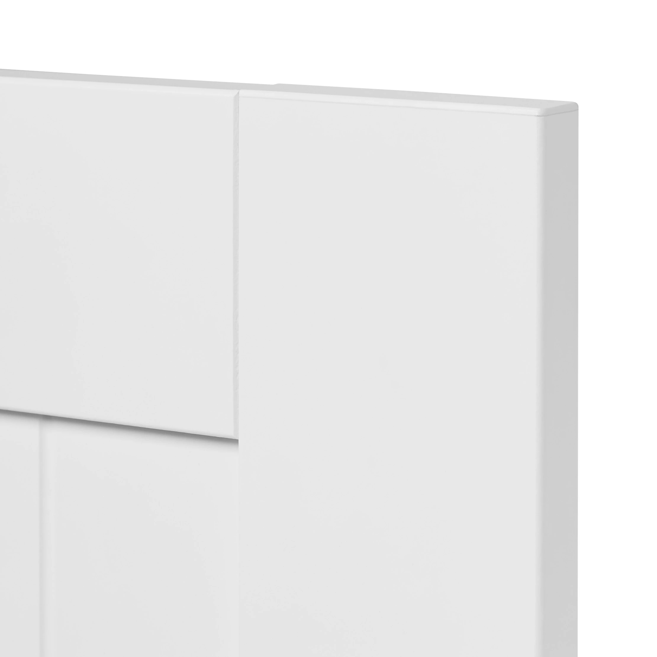 GoodHome Alpinia Matt White Tongue & Groove Shaker 50:50 Larder Cabinet Door (W)600mm (H)1001mm (T)18mm 2 GoodHome Alpinia Matt White Tongue & Groove Shaker 50:50 Larder Cabinet Door (W)600mm (H)1001mm (T)18mm - Image 2