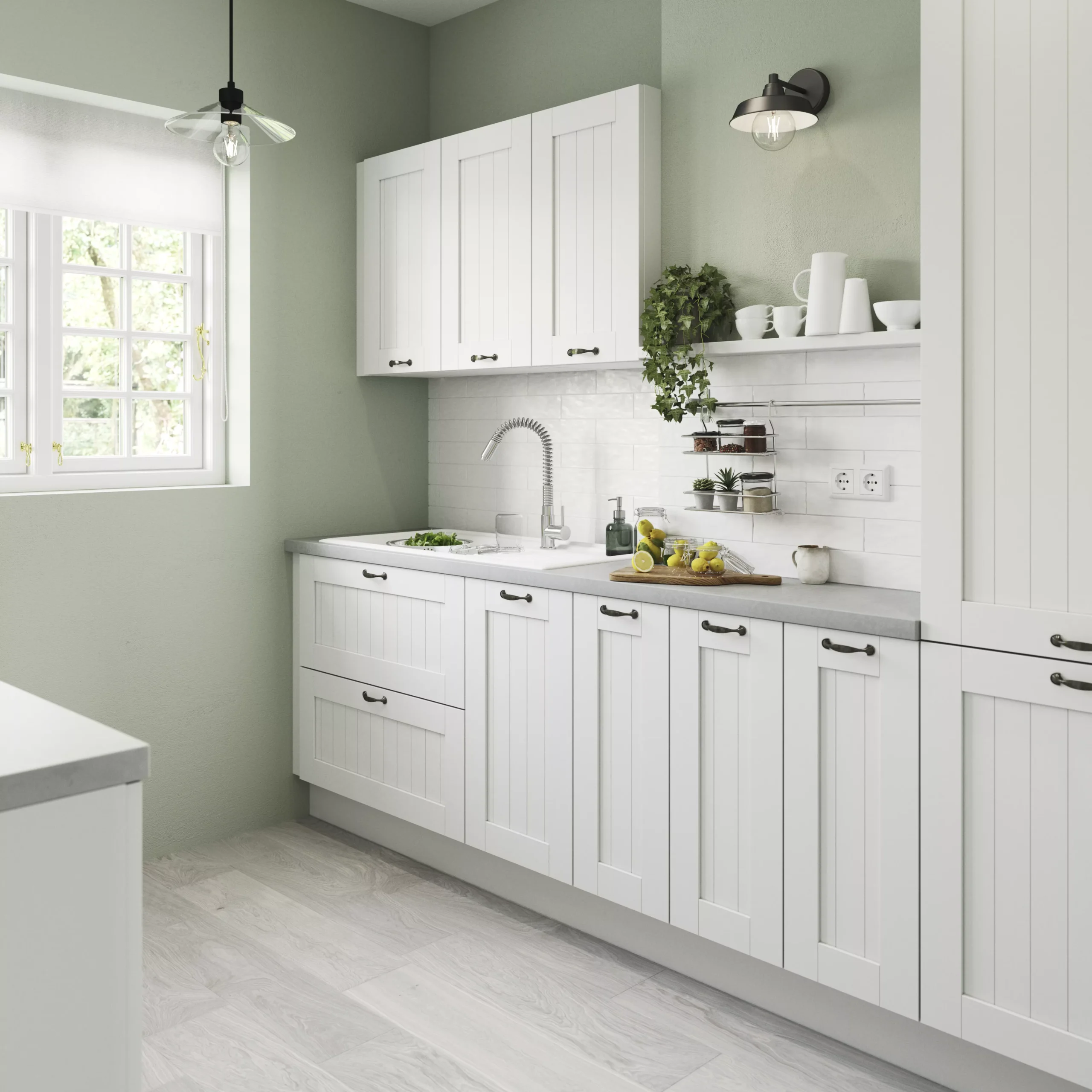 GoodHome Alpinia Matt White Tongue & Groove Shaker Glazed Cabinet Door (W)300mm (H)715mm (T)18mm 4 GoodHome Alpinia Matt White Tongue & Groove Shaker Glazed Cabinet Door (W)300mm (H)715mm (T)18mm - Image 4