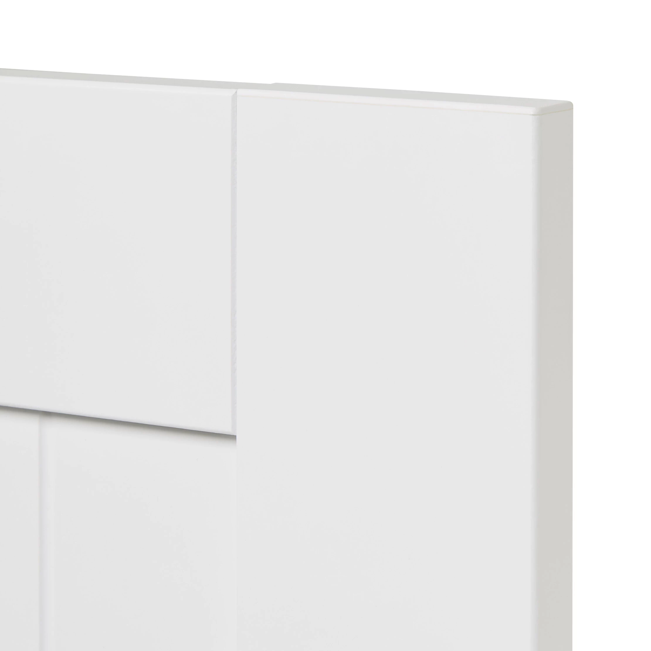 GoodHome Alpinia Matt White Tongue & Groove Shaker Tall Wall Cabinet Door (W)500mm (H)895mm (T)18mm 2 GoodHome Alpinia Matt White Tongue & Groove Shaker Tall Wall Cabinet Door (W)500mm (H)895mm (T)18mm - Image 2