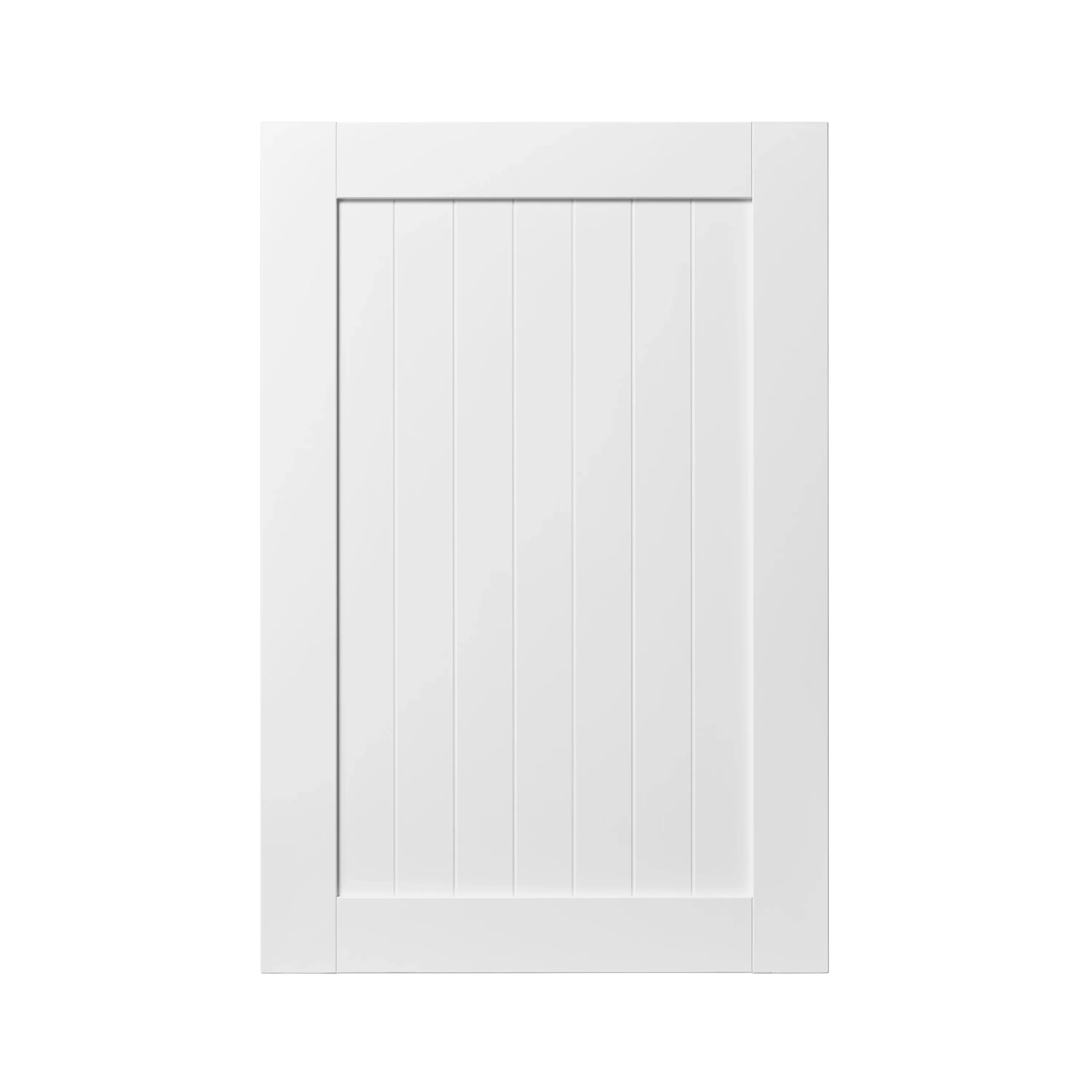 GoodHome Alpinia Matt White Tongue & Groove Shaker Tall Wall Cabinet Door (W)600mm (H)895mm (T)18mm 1 GoodHome Alpinia Matt White Tongue & Groove Shaker Tall Wall Cabinet Door (W)600mm (H)895mm (T)18mm