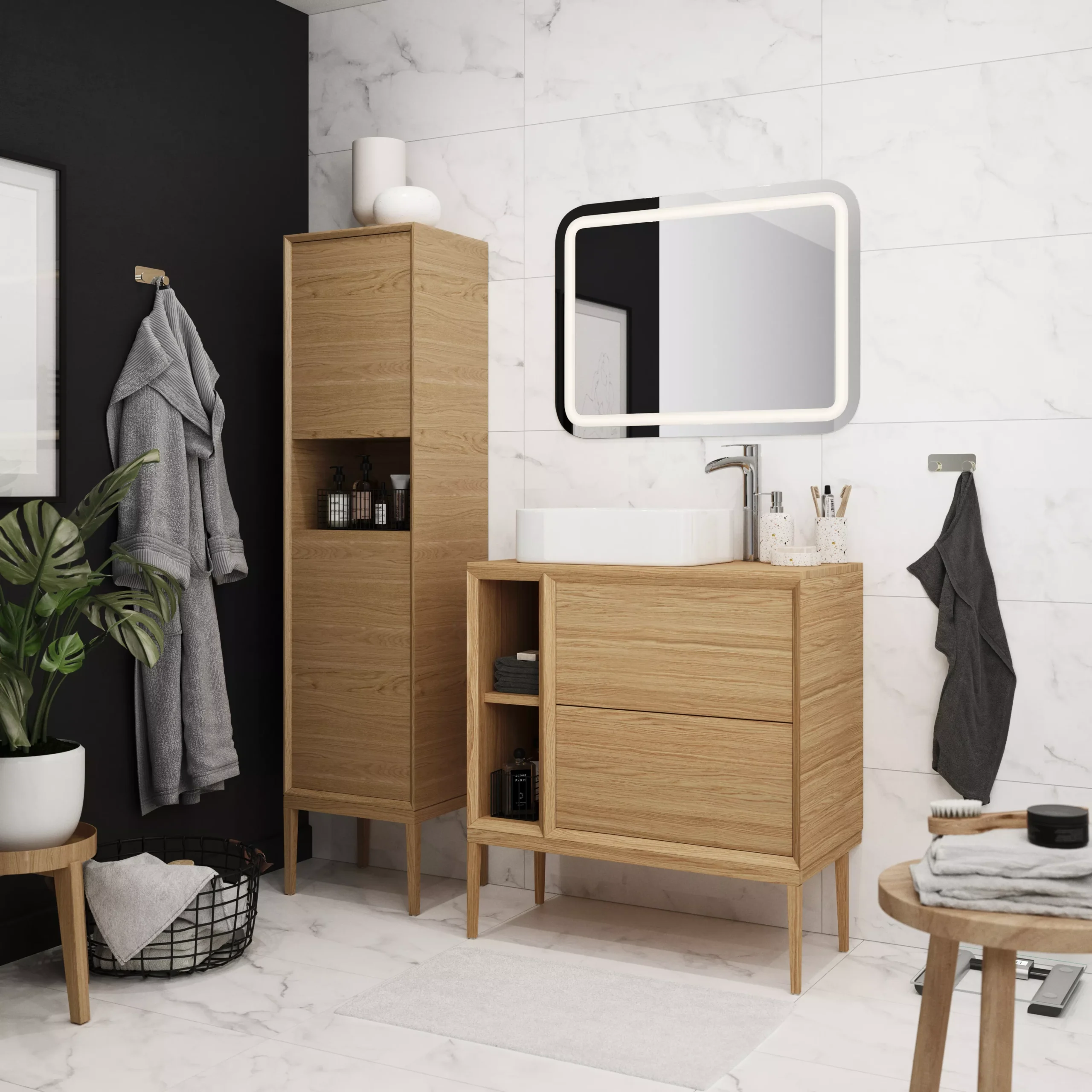 GoodHome Avela Matt Oak Effect Freestanding Vanity Unit & Basin Set (W)1000mm (H)970mm 13 GoodHome Avela Matt Oak Effect Freestanding Vanity Unit & Basin Set (W)1000mm (H)970mm - Image 13