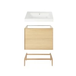 GoodHome Avela Matt Oak Effect Freestanding Vanity Unit & Basin Set (W)800mm (H)952mm