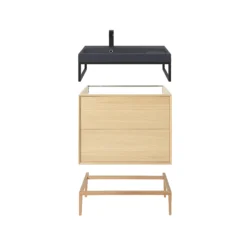 GoodHome Avela Oak Effect Freestanding Vanity Unit & Basin Set (W)804mm (H)934mm