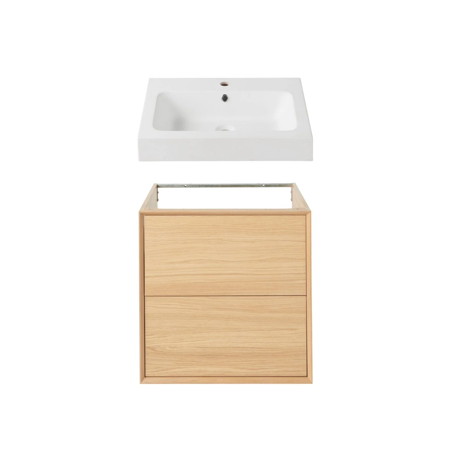 GoodHome Avela Oak Effect Wall-mounted Vanity Unit & Basin Set (W)600mm (H)742mm 1 GoodHome Avela Oak Effect Wall-mounted Vanity Unit & Basin Set (W)600mm (H)742mm