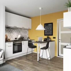 GoodHome Balsamita Matt White Slab 50:50 Larder Cabinet Door (W)600mm (H)1001mm (T)16mm -Trade Point Store goodhome balsamita matt white slab 50 50 larder cabinet door w 600mm h 1001mm t 16mm5059340099217 01i