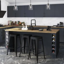 GoodHome Dorice / Stevia Matt Blue Slab Drawer Front (W)400mm, Pack Of 4 -Trade Point Store goodhome dorice stevia matt blue slab drawer front w 400mm pack of 45059340140766 02i