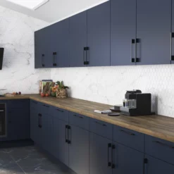 GoodHome Dorice / Stevia Matt Blue Slab Drawer Front (W)400mm, Pack Of 4 -Trade Point Store goodhome dorice stevia matt blue slab drawer front w 400mm pack of 45059340248790 01i