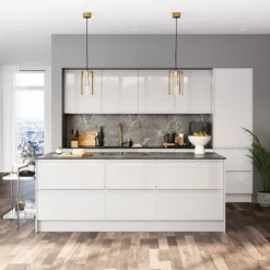 GoodHome Garcinia Gloss Light Grey Integrated Handle Highline Cabinet Door (W)300mm (H)715mm (T)19mm -Trade Point Store goodhome garcinia gloss light grey integrated handle highline cabinet door w 300mm h 715mm t 19mm5059340089171 10i