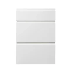 GoodHome Garcinia Gloss White Integrated Handle Drawer Front (W)500mm, Pack Of 3