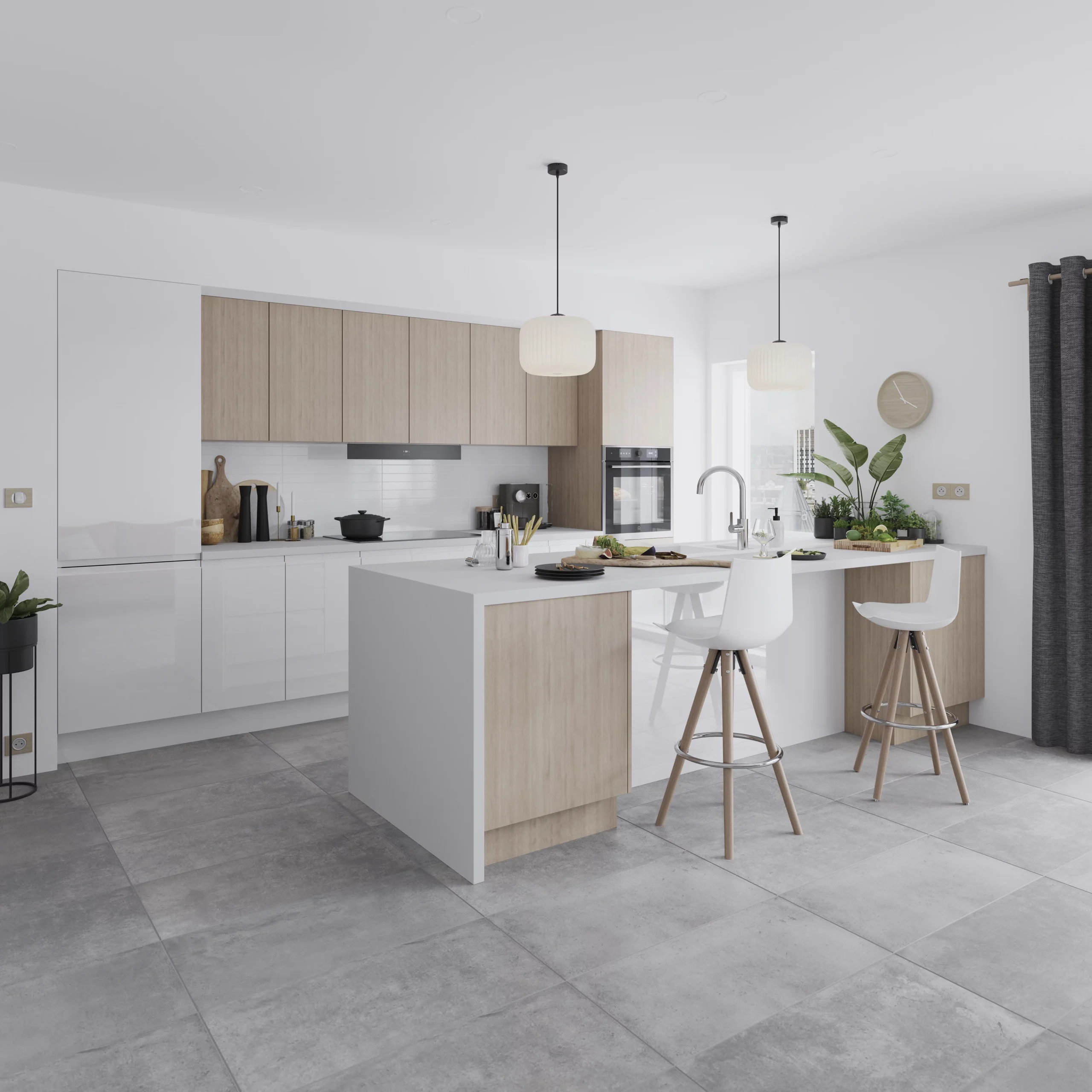 GoodHome Garcinia Gloss White Integrated Handle Tall Wall Cabinet Door (W)400mm (H)895mm (T)19mm 4 GoodHome Garcinia Gloss White Integrated Handle Tall Wall Cabinet Door (W)400mm (H)895mm (T)19mm - Image 4