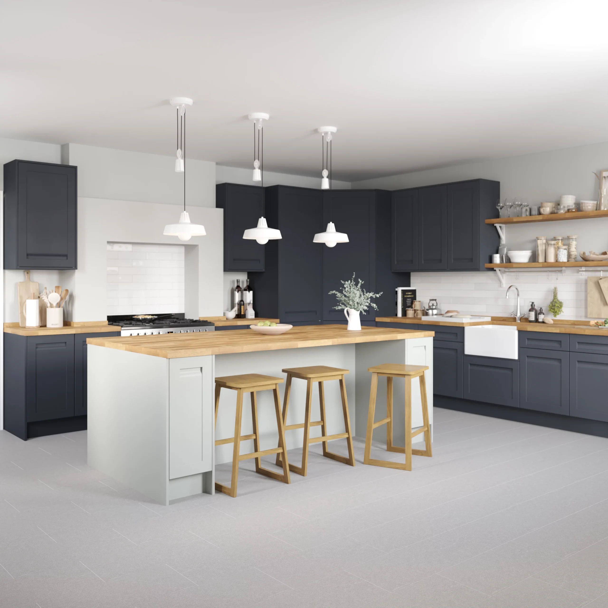 GoodHome Garcinia Matt Navy Blue Integrated Handle Shaker Larder/Fridge Cabinet Door (W)600mm (H)1181mm (T)20mm 4 GoodHome Garcinia Matt Navy Blue Integrated Handle Shaker Larder/Fridge Cabinet Door (W)600mm (H)1181mm (T)20mm - Image 4