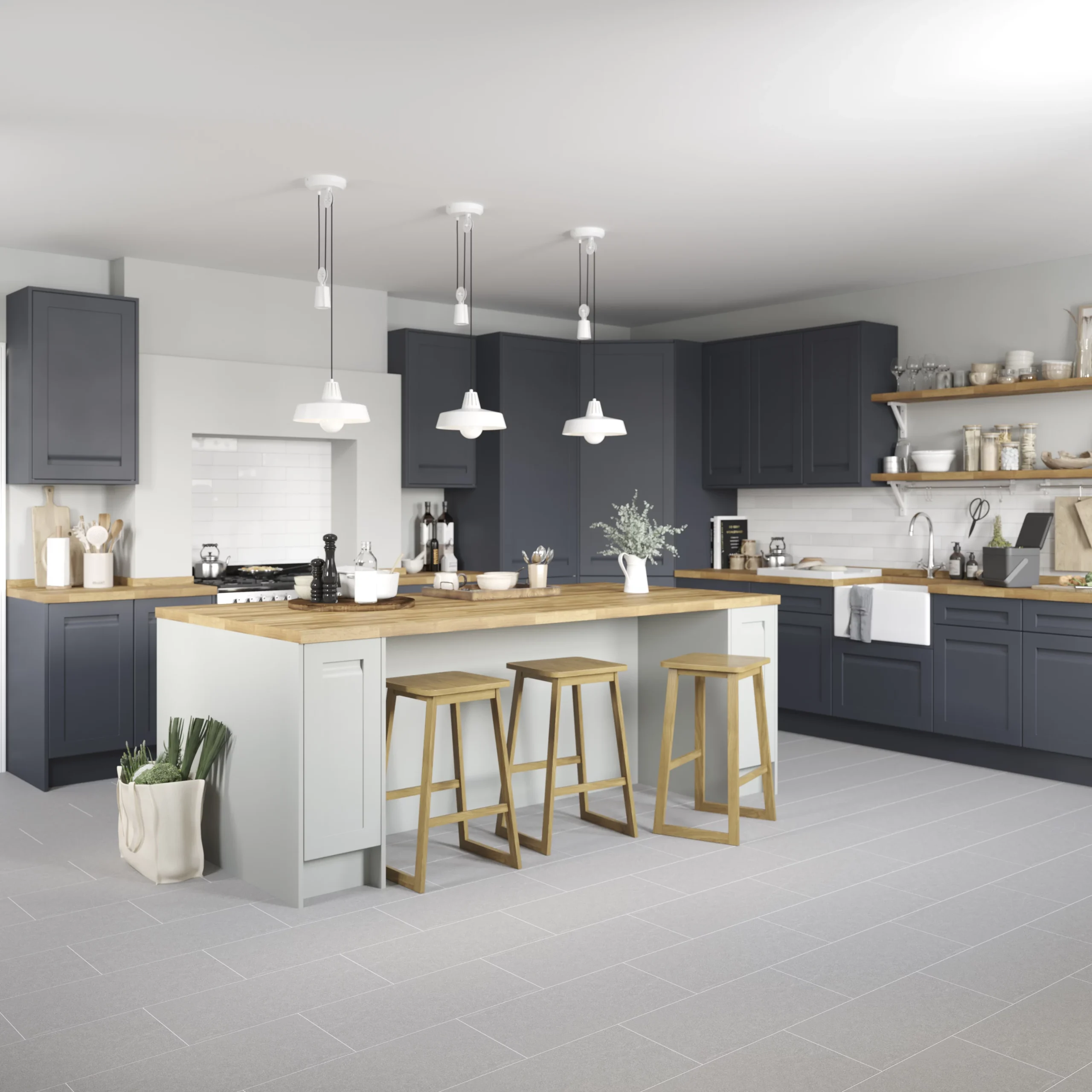 GoodHome Garcinia Matt Navy Blue Integrated Handle Shaker Tall Wall Cabinet Door (W)500mm (H)895mm (T)20mm 6 GoodHome Garcinia Matt Navy Blue Integrated Handle Shaker Tall Wall Cabinet Door (W)500mm (H)895mm (T)20mm - Image 6