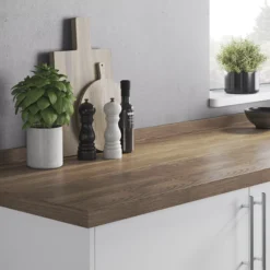 GoodHome Hinita Stained Dark Wood Effect Solid Oak Upstand (L)3000mm -Trade Point Store goodhome hinita stained dark wood effect solid oak upstand l 3000mm3663602636649 21i