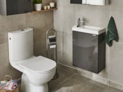 GoodHome Imandra Gloss Anthracite 1 Door Wall-mounted Bathroom Basin Cloakroom Unit (W)440mm (H)550mm -Trade Point Store goodhome imandra gloss anthracite 1 door wall mounted bathroom basin cloakroom unit w 440mm h 550mm5059340018836 40i