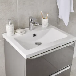 GoodHome Imandra Gloss Anthracite Freestanding Vanity Unit & Basin Set (W)604mm (H)944mm -Trade Point Store goodhome imandra gloss anthracite freestanding vanity unit basin set w 604mm h 944mm5059340625270 01i bq