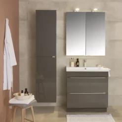 GoodHome Imandra Gloss Anthracite Wall-mounted Bathroom Cabinet (W)400mm (H)900mm -Trade Point Store goodhome imandra gloss anthracite wall mounted bathroom cabinet w 400mm h 900mm5059340018829 01i