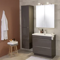 GoodHome Imandra Gloss Anthracite Wall-mounted Bathroom Cabinet (W)400mm (H)900mm -Trade Point Store goodhome imandra gloss anthracite wall mounted bathroom cabinet w 400mm h 900mm5059340018829 02i