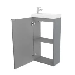 GoodHome Imandra Gloss Grey 1 Door Freestanding Bathroom Basin Cloakroom Unit (W)440mm (H)790mm 9 GoodHome Imandra Gloss Grey 1 Door Freestanding Bathroom Basin Cloakroom Unit (W)440mm (H)790mm -Trade Point Store goodhome imandra gloss grey 1 door freestanding bathroom basin cloakroom unit w 440mm h 790mm3663602933076 02bq