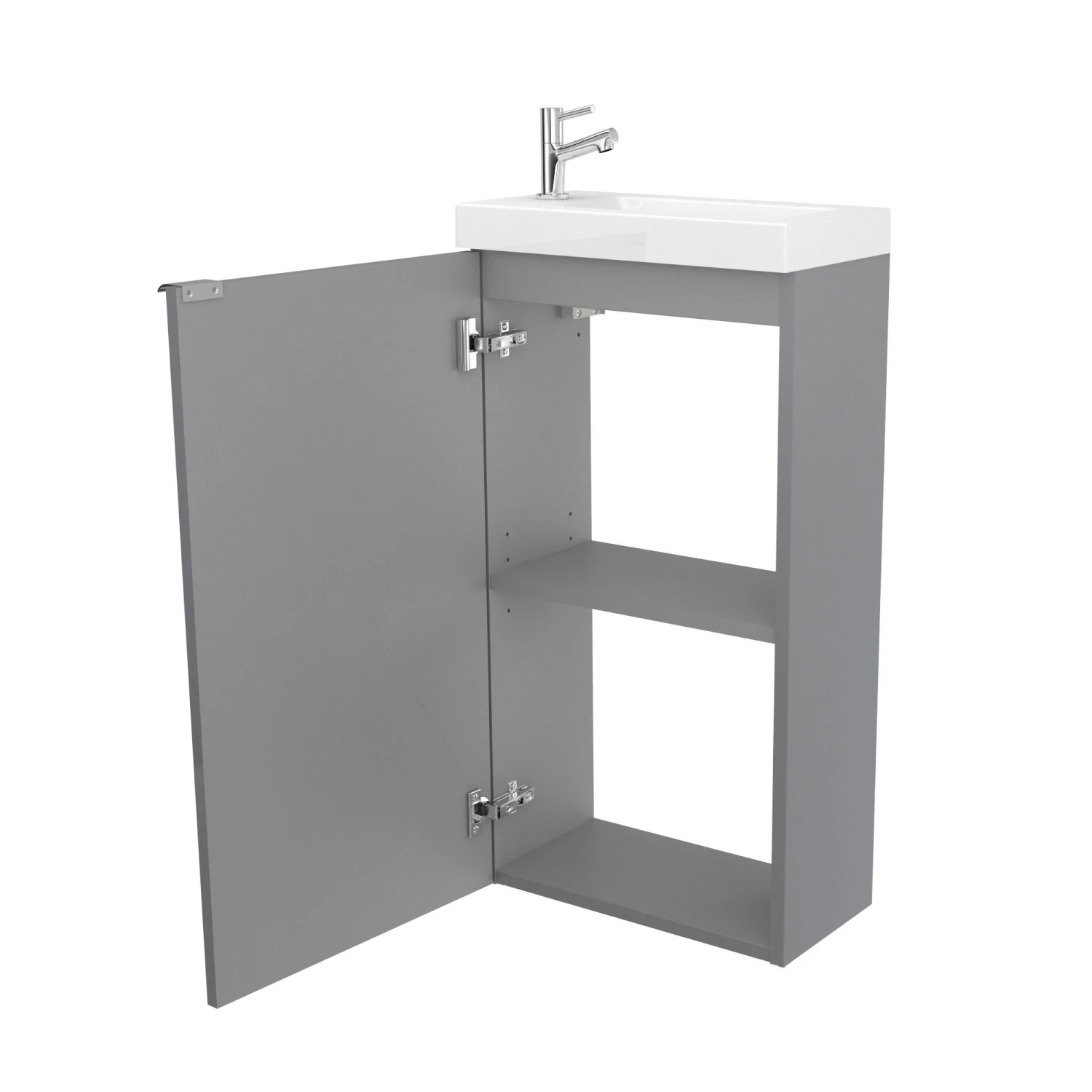 GoodHome Imandra Gloss Grey 1 Door Freestanding Bathroom Basin Cloakroom Unit (W)440mm (H)790mm 3 GoodHome Imandra Gloss Grey 1 Door Freestanding Bathroom Basin Cloakroom Unit (W)440mm (H)790mm - Image 3