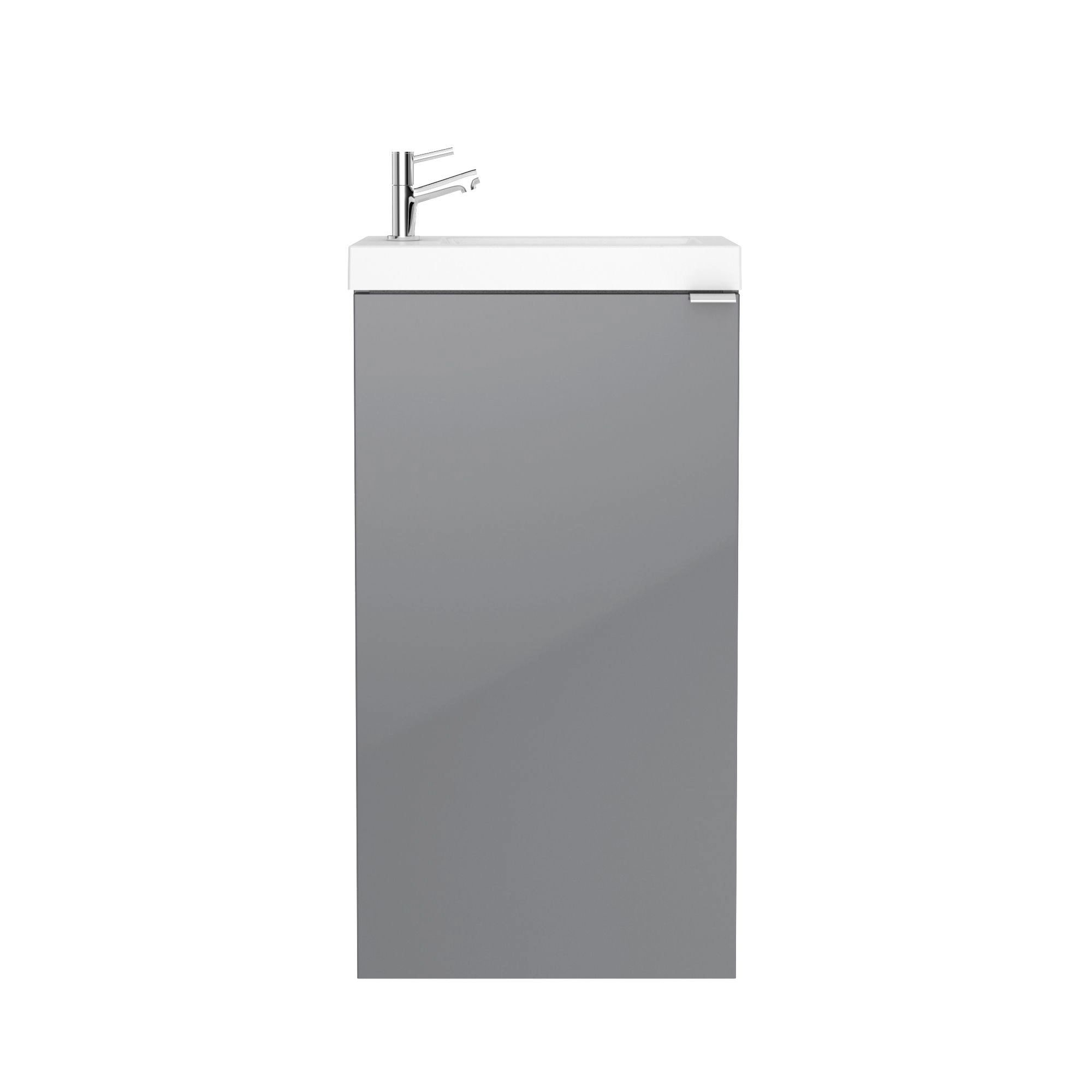 GoodHome Imandra Gloss Grey 1 Door Freestanding Bathroom Basin Cloakroom Unit (W)440mm (H)790mm 4 GoodHome Imandra Gloss Grey 1 Door Freestanding Bathroom Basin Cloakroom Unit (W)440mm (H)790mm - Image 4