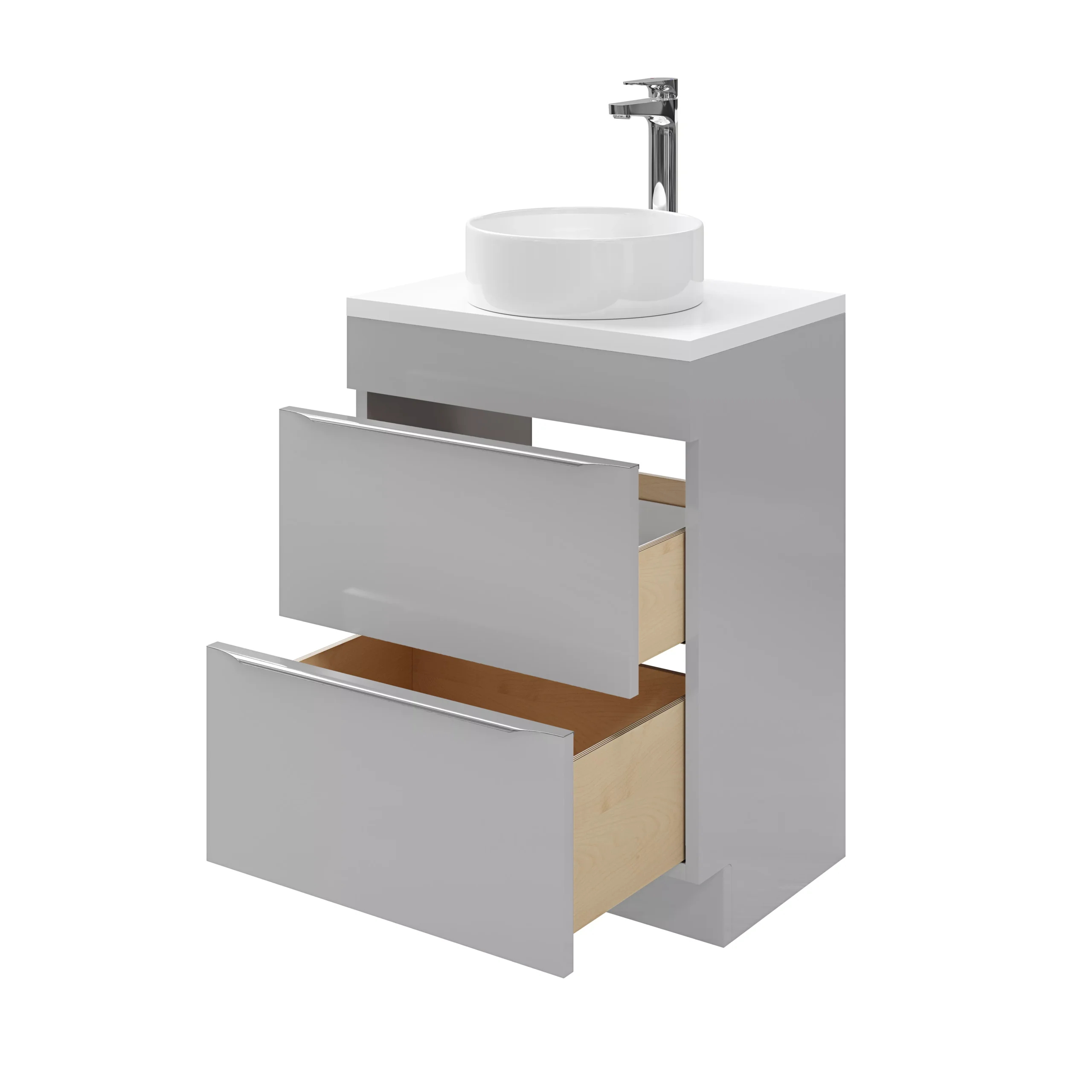 GoodHome Imandra Gloss Grey Bathroom Cabinet (H)82cm (W)60cm 6 GoodHome Imandra Gloss Grey Bathroom Cabinet (H)82cm (W)60cm - Image 6