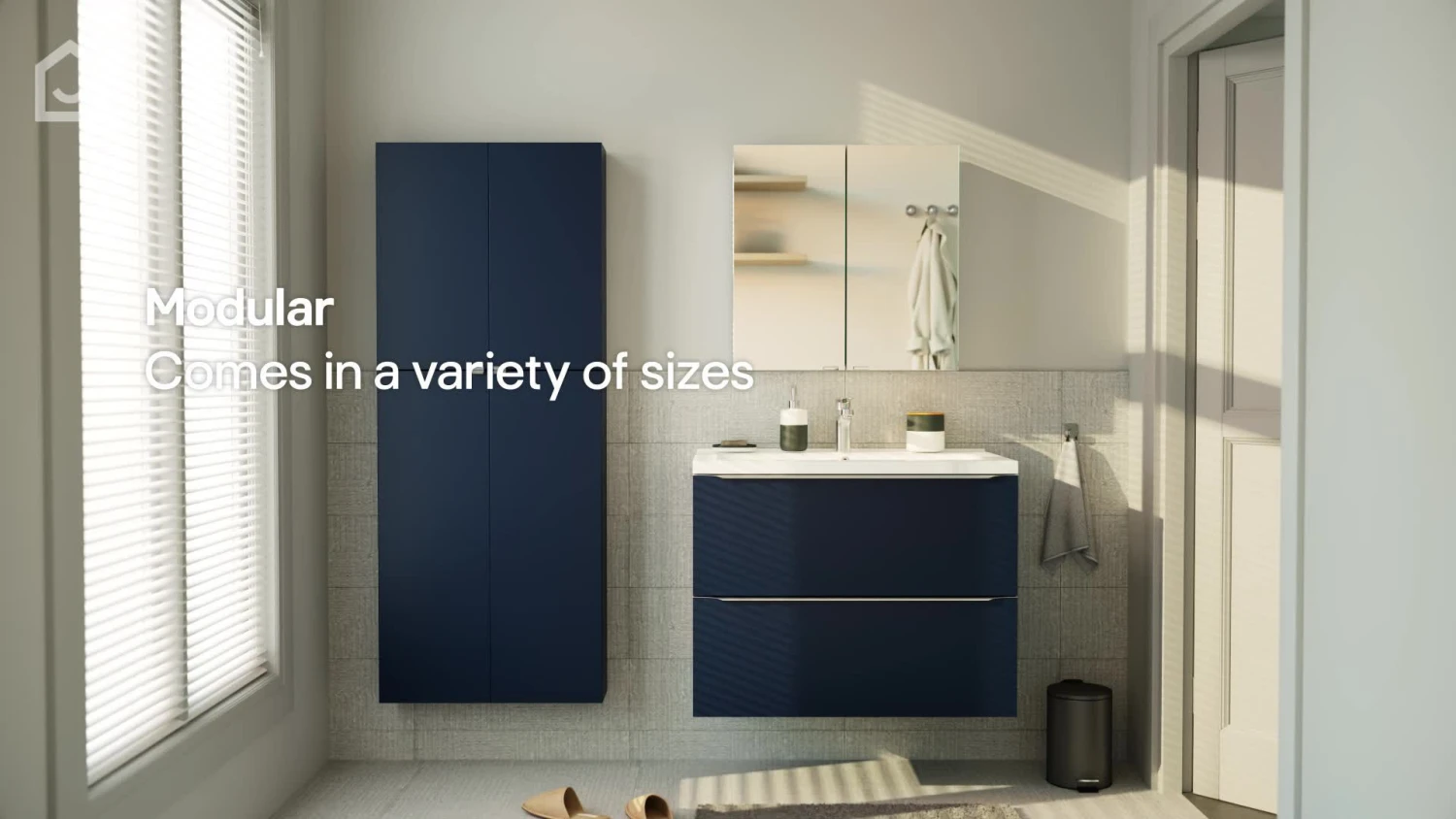 GoodHome Imandra Gloss Grey Double Bathroom Cabinet (H)82cm (W)60cm 2 GoodHome Imandra Gloss Grey Double Bathroom Cabinet (H)82cm (W)60cm - Image 2