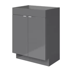 GoodHome Imandra Gloss Grey Double Bathroom Cabinet (H)82cm (W)60cm