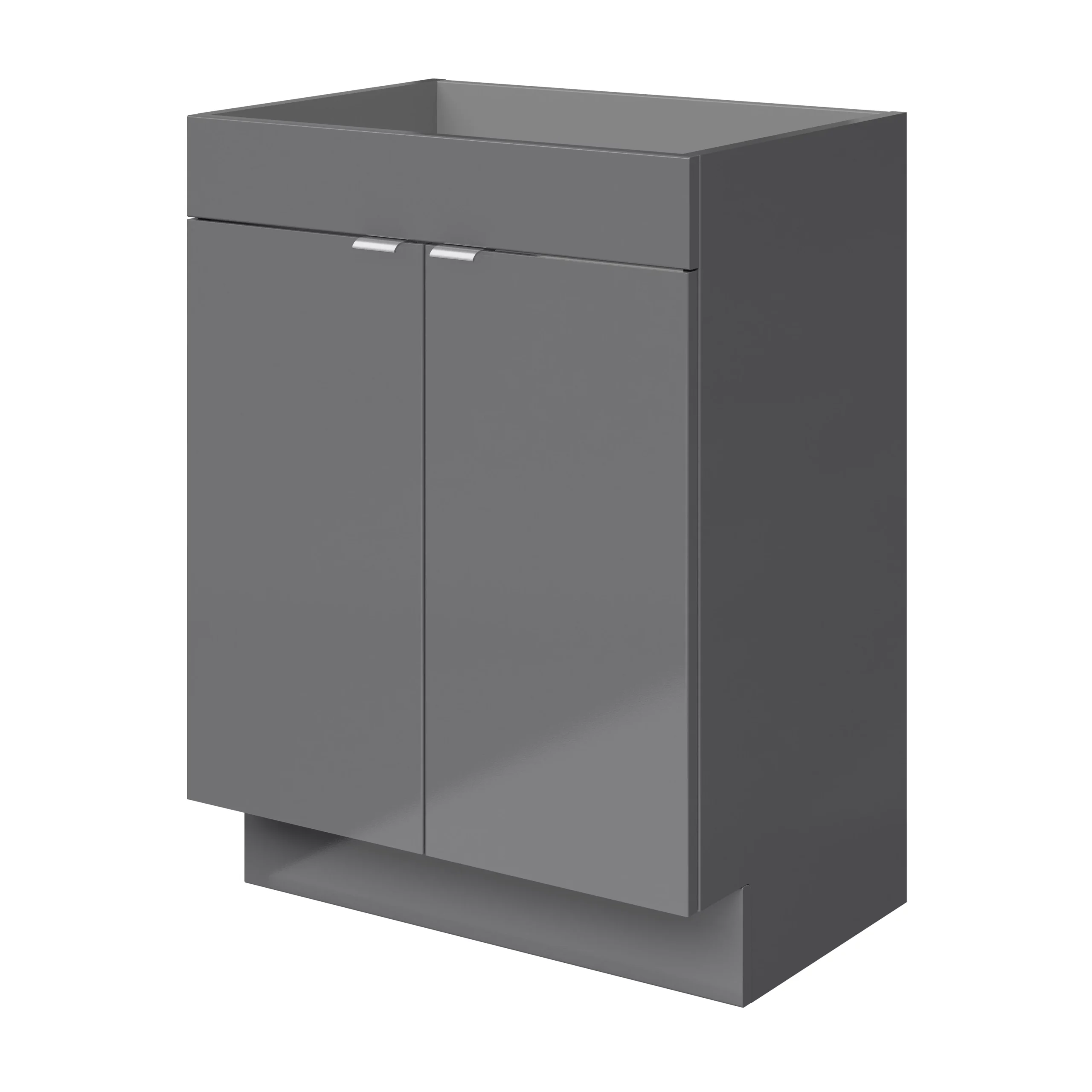 GoodHome Imandra Gloss Grey Double Bathroom Cabinet (H)82cm (W)60cm 1 GoodHome Imandra Gloss Grey Double Bathroom Cabinet (H)82cm (W)60cm
