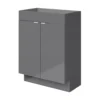 GoodHome Imandra Gloss Grey Freestanding Bathroom Basin Cabinet (W)600mm (H)820mm