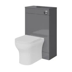 GoodHome Imandra Gloss Grey Freestanding Toilet Cabinet (W)500mm (H)840mm -Trade Point Store goodhome imandra gloss grey freestanding toilet cabinet w 500mm h 840mm5059340394053 21c