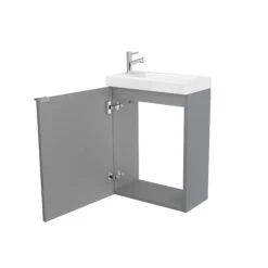 GoodHome Imandra Gloss Grey Wall-mounted Cloakroom Basin Cabinet (W)436mm (H)550mm 6 GoodHome Imandra Gloss Grey Wall-mounted Cloakroom Basin Cabinet (W)436mm (H)550mm -Trade Point Store goodhome imandra gloss grey wall mounted cloakroom basin cabinet w 436mm h 550mm3663602933038 02bq