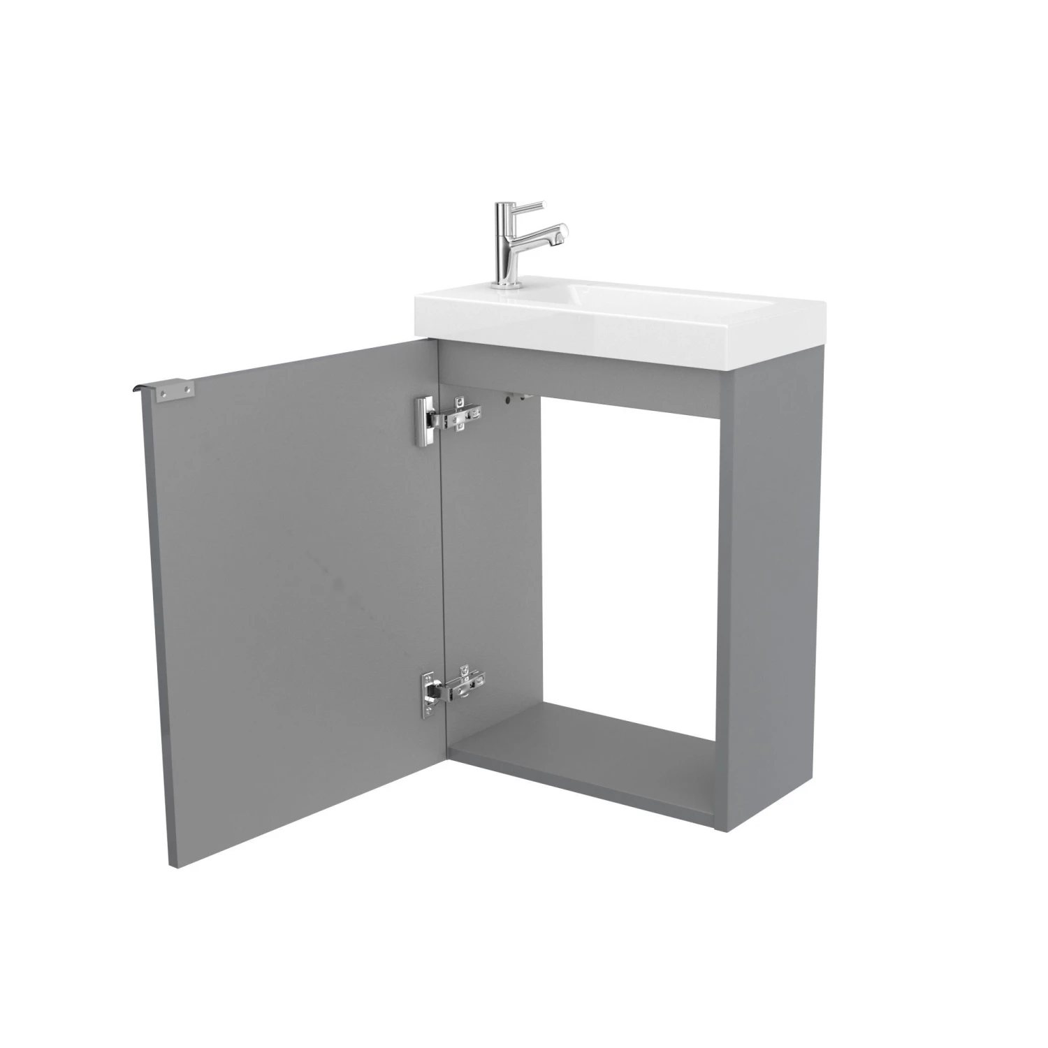GoodHome Imandra Gloss Grey Wall-mounted Cloakroom Basin Cabinet (W)436mm (H)550mm 3 GoodHome Imandra Gloss Grey Wall-mounted Cloakroom Basin Cabinet (W)436mm (H)550mm - Image 3