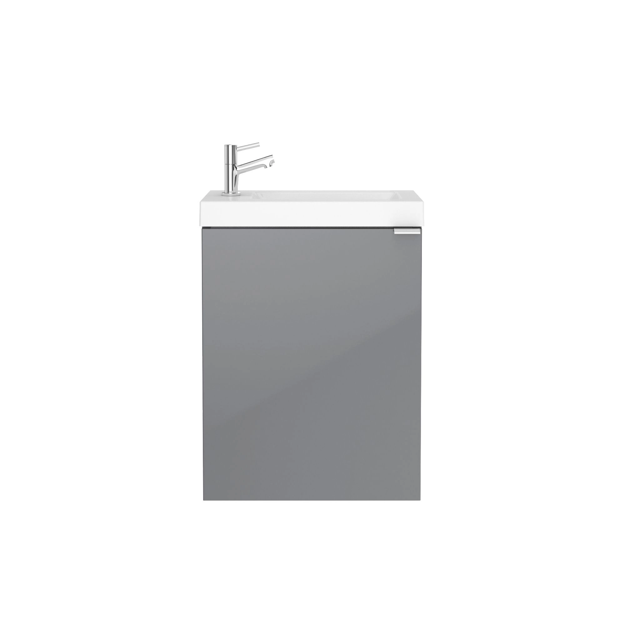 GoodHome Imandra Gloss Grey Wall-mounted Cloakroom Basin Cabinet (W)436mm (H)550mm 4 GoodHome Imandra Gloss Grey Wall-mounted Cloakroom Basin Cabinet (W)436mm (H)550mm - Image 4