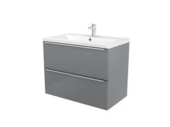 GoodHome Imandra Gloss Grey Wall-mounted Vanity & Basin Vanity & Basin Cabinet (W)800mm (H)600mm -Trade Point Store goodhome imandra gloss grey wall mounted vanity basin vanity basin cabinet w 800mm h 600mm3663602932833 04bq