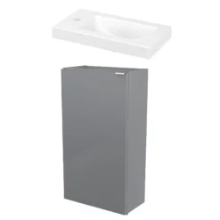 GoodHome Imandra Gloss Grey & White Freestanding Vanity Unit & Basin Set (H)790mm -Trade Point Store goodhome imandra gloss grey white freestanding vanity unit basin set h 790mm3663602298038 07c BQ