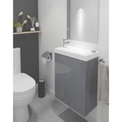 GoodHome Imandra Gloss Grey & White Wall-mounted Vanity Unit & Basin Set (H)550mm -Trade Point Store goodhome imandra gloss grey white wall mounted vanity unit basin set h 550mm3663602298083 01i bq
