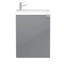 GoodHome Imandra Gloss Grey & White Wall-mounted Vanity Unit & Basin Set (H)550mm -Trade Point Store goodhome imandra gloss grey white wall mounted vanity unit basin set h 550mm3663602298083 02c bq
