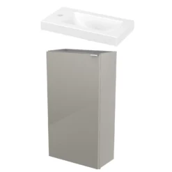 GoodHome Imandra Gloss Taupe & White Freestanding Vanity Unit & Basin Set (H)790mm