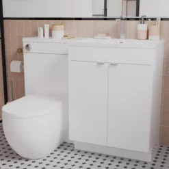 GoodHome Imandra Gloss White Double Bathroom Cabinet (H)82cm (W)60cm -Trade Point Store goodhome imandra gloss white double bathroom cabinet h 82cm w 60cm5059340394169 01i