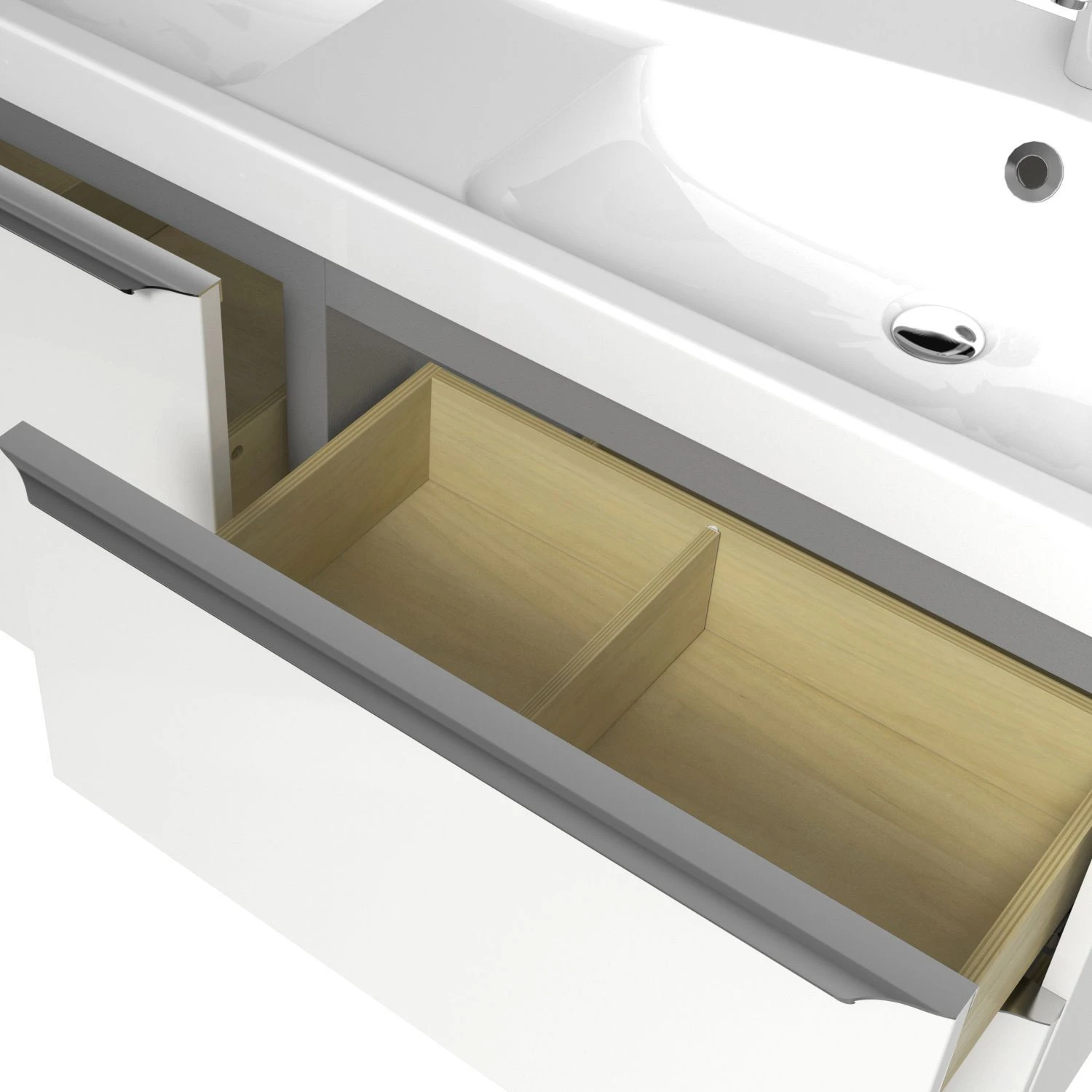 GoodHome Imandra Gloss White Vanity & Basin Cabinet (W)1200mm (H)600mm 7 GoodHome Imandra Gloss White Vanity & Basin Cabinet (W)1200mm (H)600mm - Image 7